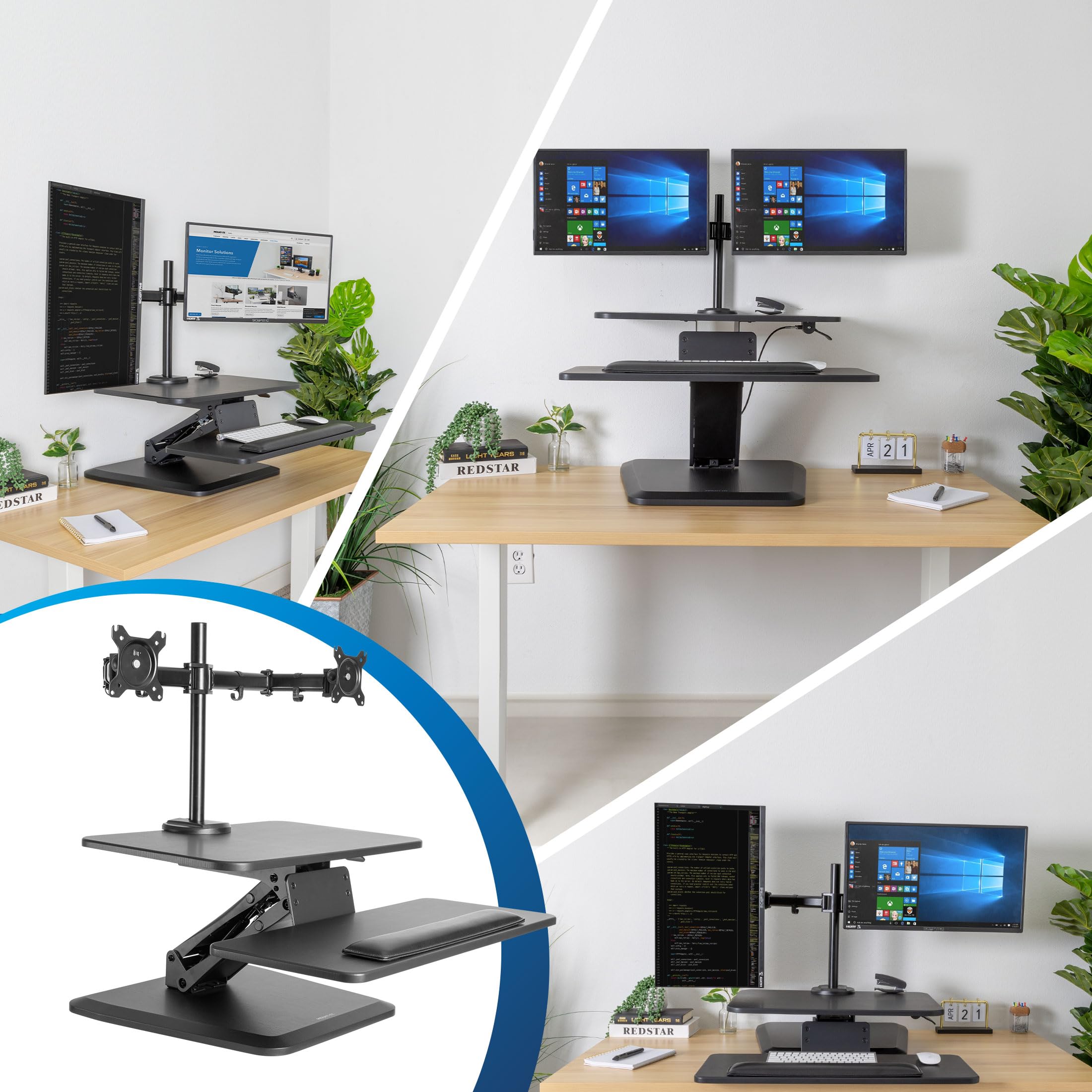 デスク上置き型スタンディングデスクコンバーター Amazon | Mount-It!スタンディングデスクコンバーター、デュアル